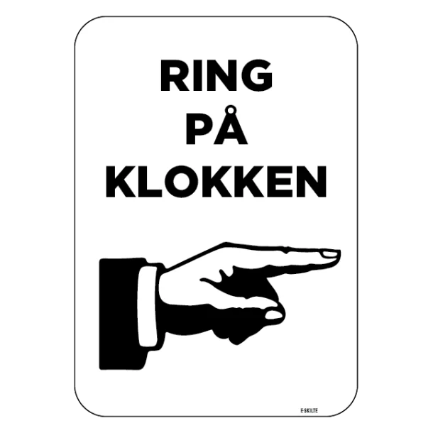 Ring på klokken. Bygningsskilt