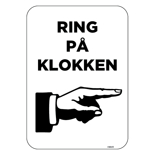 Ring på klokken. Bygningsskilt
