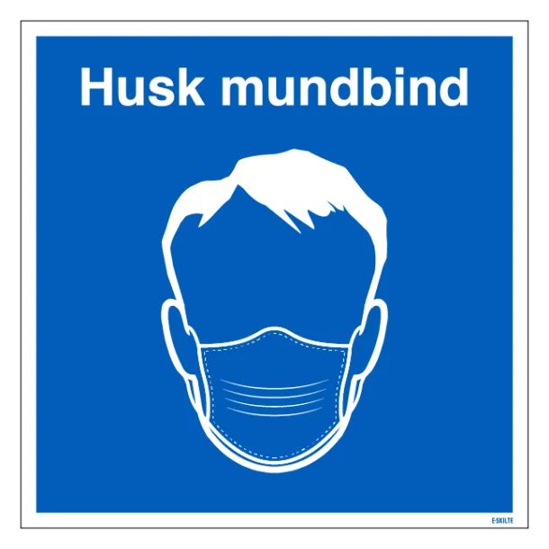 Husk mundbind skilt - Hoved med mundbind