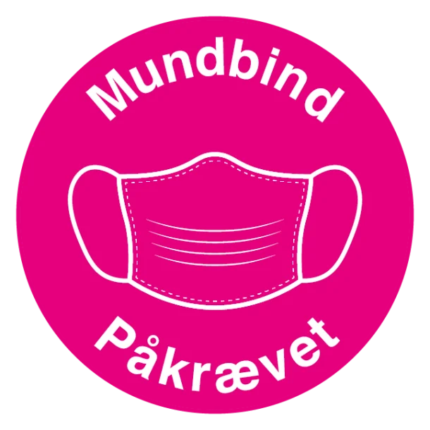 Mundbind påkrævet skilt - Rundt og pink