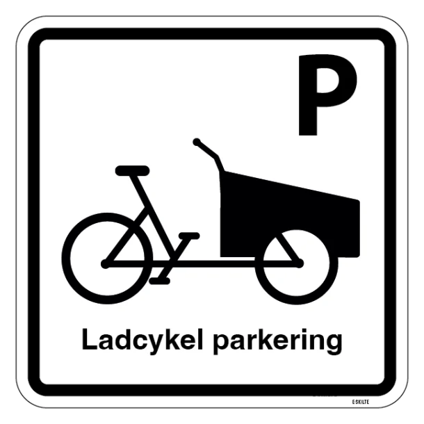 Parkeringsskilt. Cykelparkering - Ladcykel