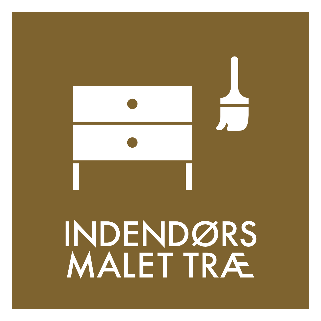 Indendørs malet træ affald skilt - Dansk Affaldssortering