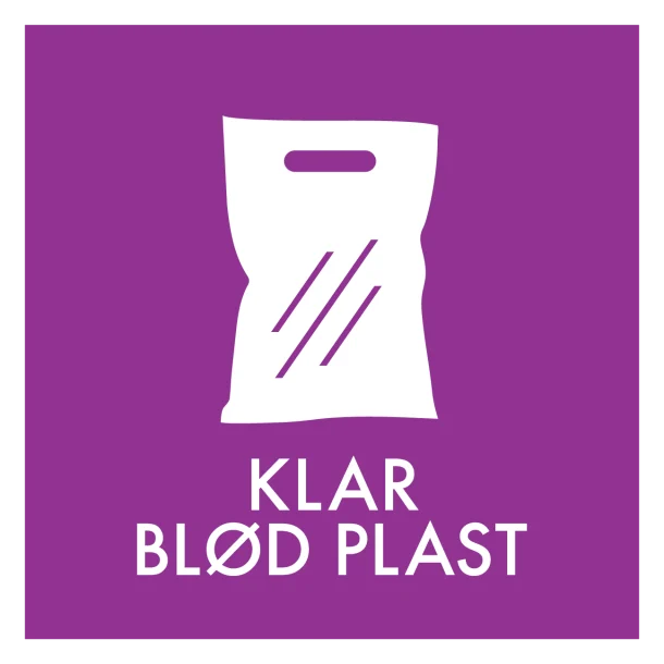 Klar blød plast affald skilt - Dansk Affaldssortering