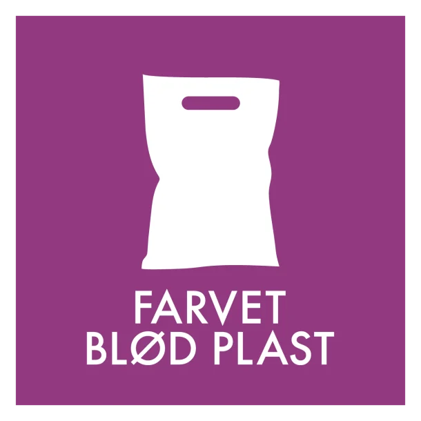 Farvet blød plast affald skilt - Dansk Affaldssortering