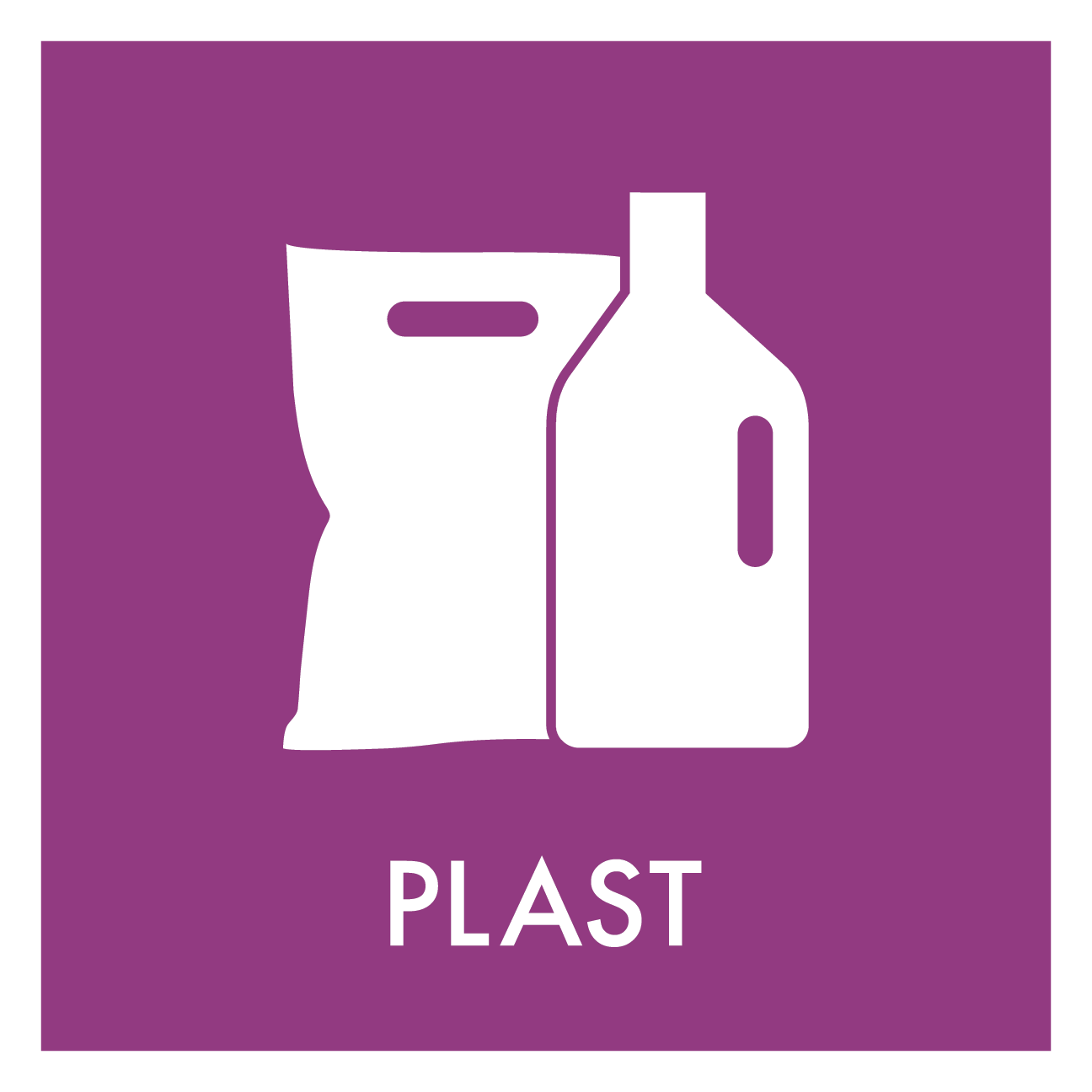 Plast affald skilt - Dansk Affaldssortering