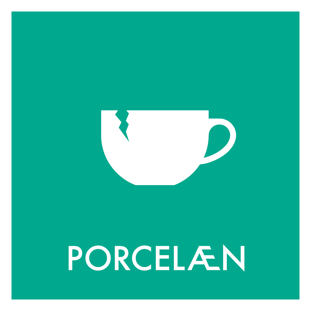 Porcelæn affald skilt - Dansk Affaldssortering