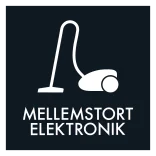 Mellemstort elektronik affald sort skilt - Dansk Affaldssortering