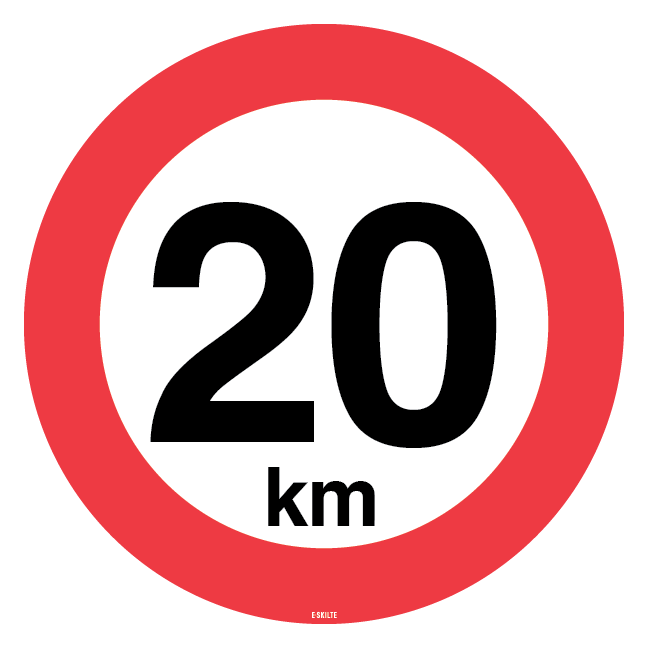 20 km. Hastighedsbegrænsning skilt