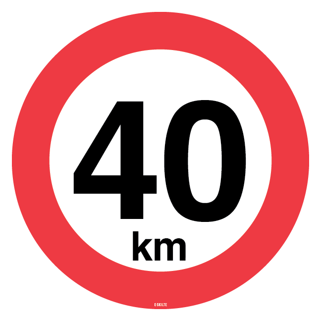 40 km.Hastighedsbegrænsnings skilt
