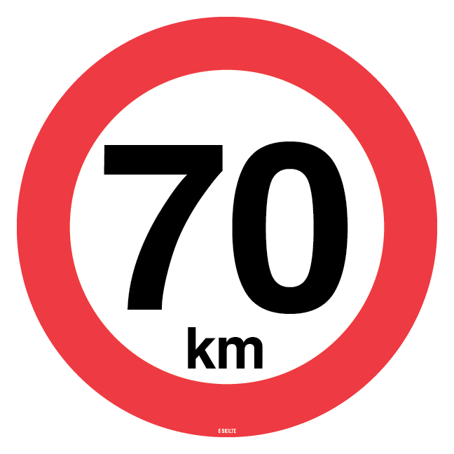 70 km.Hastighedsbegrænsnings skilt