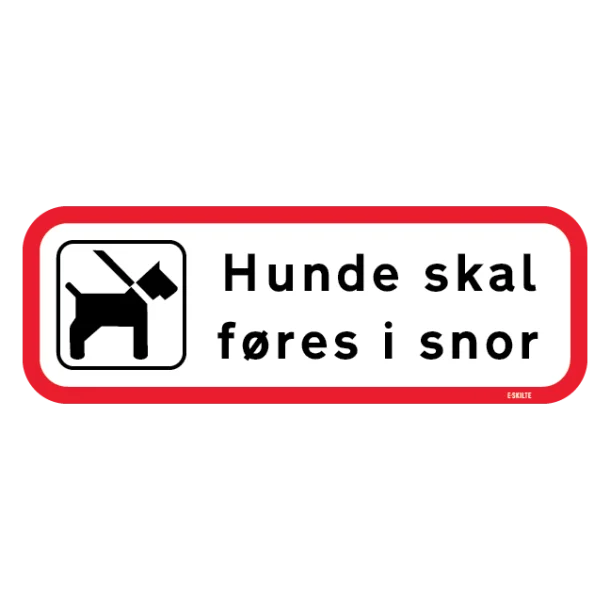 Hunde skal føres i snor m piktogram. Skilt