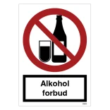 Alkohol forbudsskilt med tekst. Skilt