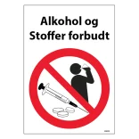 Alkohol og stoffer forbudt skilt