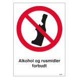 Alkohol og rusmidler forbudt skilt