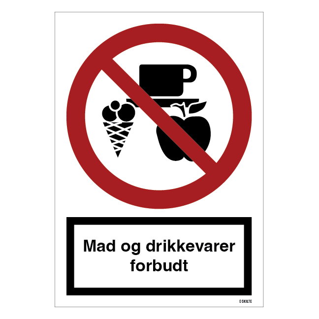 Mad og drikkevarer forbudt skilt