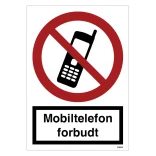 Mobiltelefon forbudt skilt