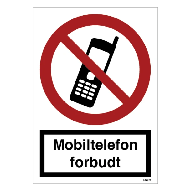 Mobiltelefon forbudt skilt