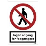 Ingen adgang for fodgængere skilt