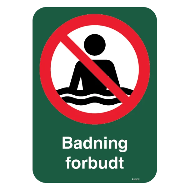 Badning forbudt. Forbudsskilt