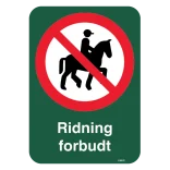 Ridning forbudt forbudsskilt