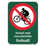 Kørsel med mountainbike forbudt forbudsskilt