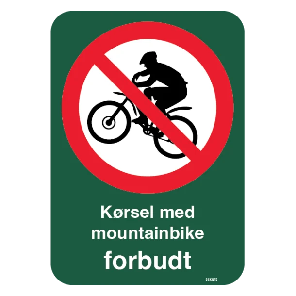 Kørsel med mountainbike forbudt forbudsskilt