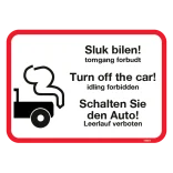 Sluk bilen tomgang forbudt - Turn off the car idling forbidden - Schalten Sie den Auto Leerlauf verboten. forbudsskilt