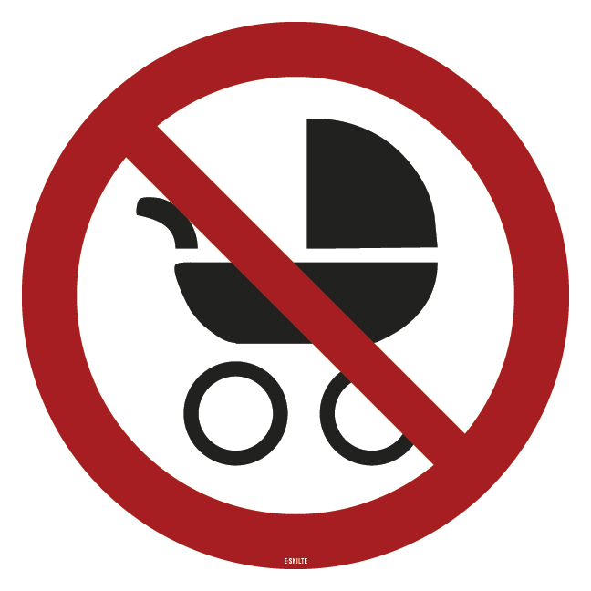 Barnevognforbudt. Forbudsskilt