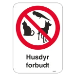 Husdyr forbudt. Forbudsskilt