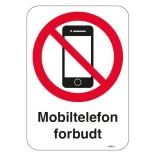 Mobiltelefon forbudt. Forbudsskilt