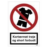 Kortærmet trøje og shorts forbudt forbudsskilt