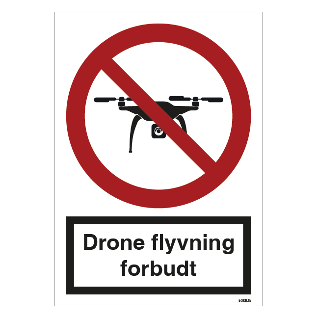 Drone flyvning forbudt. Forbudt skilt