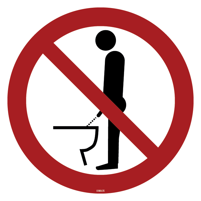 Stående vandladning forbudt Skilt