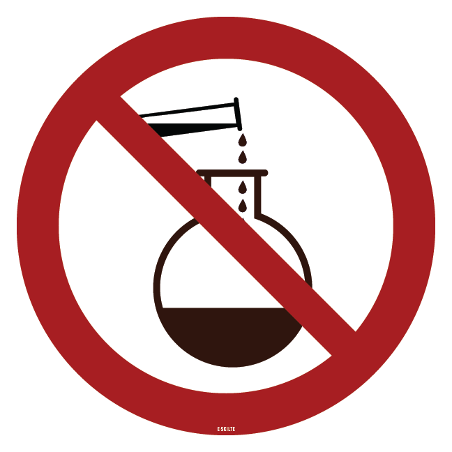 Kemikalier forbudt. Forbudsskilt