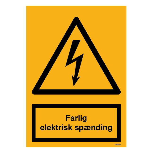 Farlig elektrisk spænding. Skilt