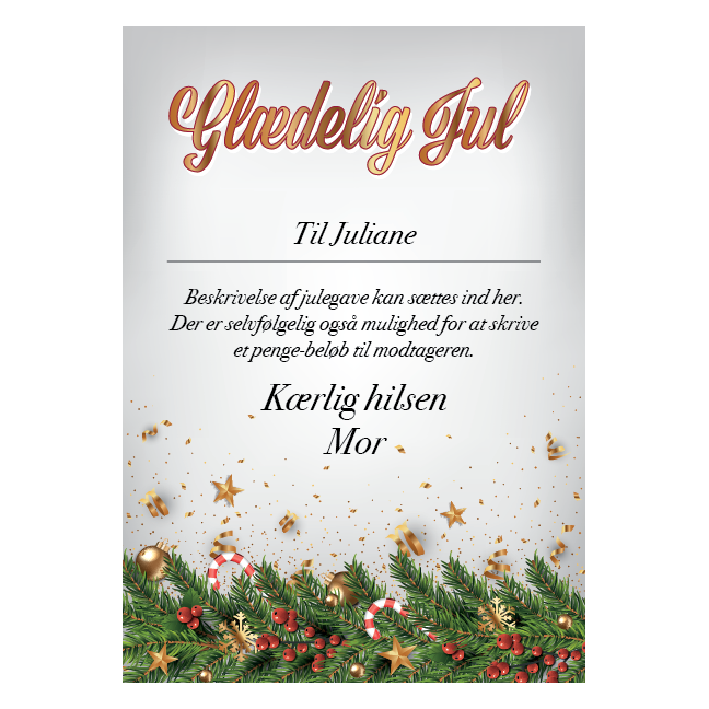 Gavekort julegave gran