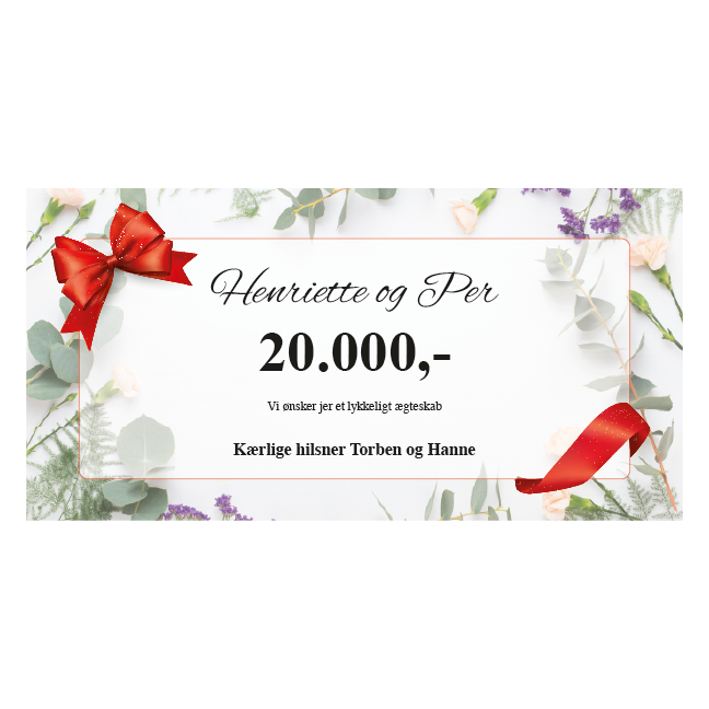 Gavekort Bryllup blomster
