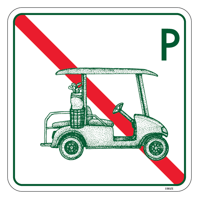 Golfbil parkering forbudt retro skilt
