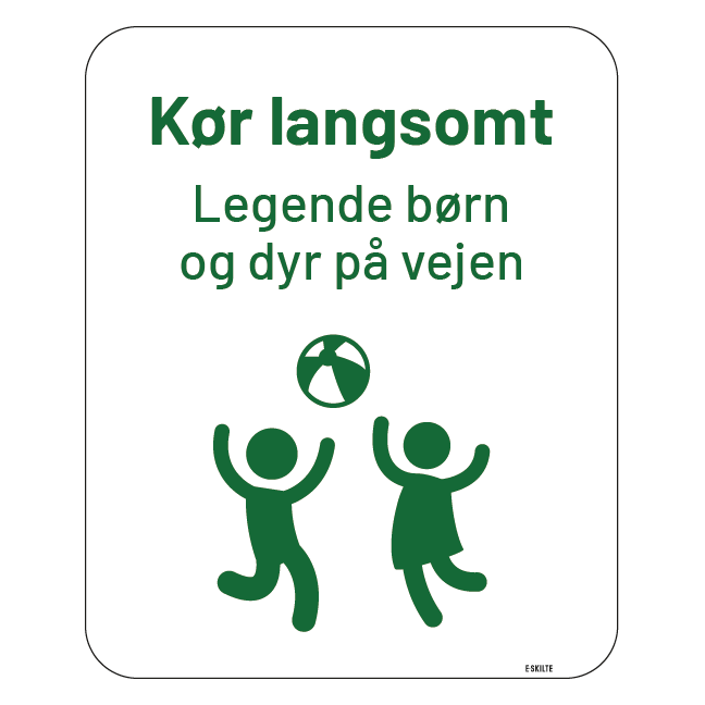 Kør langsomt legende børn og dyr på vejen Skilt grønt