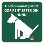 Hold området pænt gør rent efter din hund. Skilt