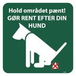 Hold området pænt gør rent efter din hund. Skilt