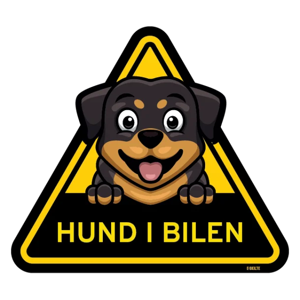 Hund i bilen skilt Rottweiler