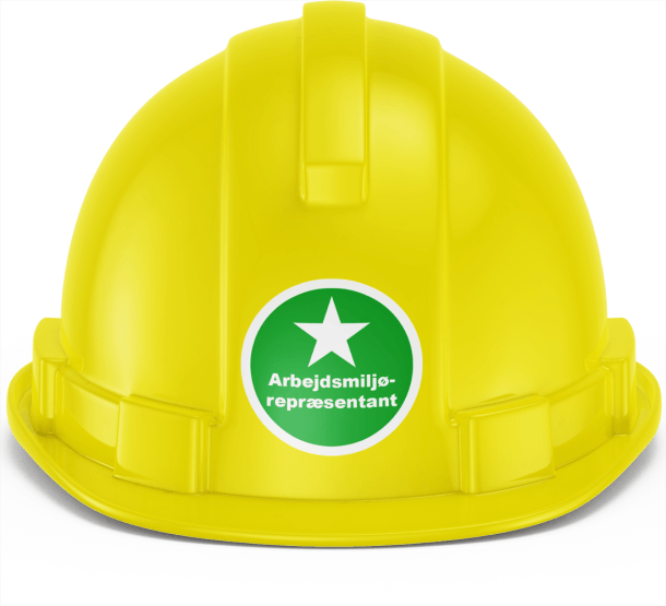 Arbejdsmiljø repræsentant hjelmmærke front