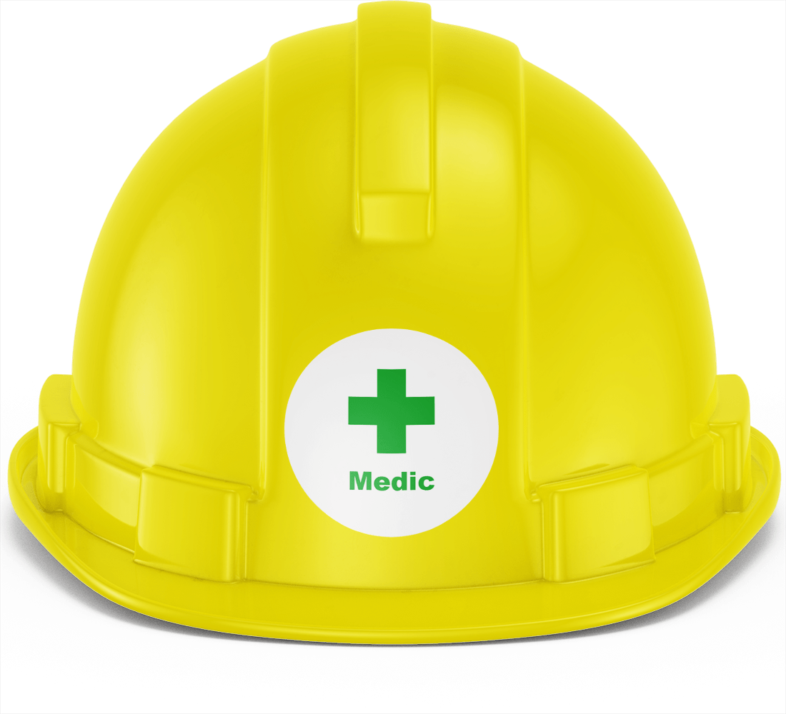 Medic hvidt hjelmmærke front