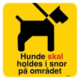 Hunde skal holdes i snor på området. Hundeskilt