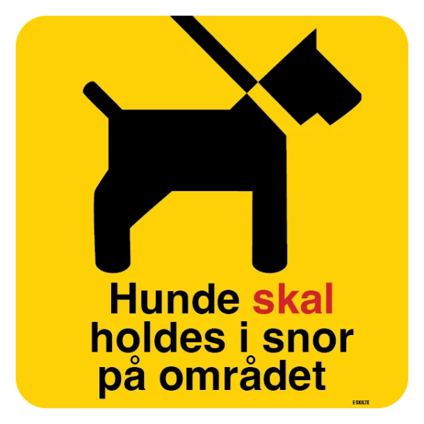 Hunde skal holdes i snor på området. Hundeskilt