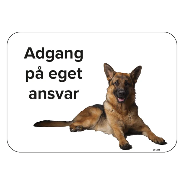 Adgang på eget ansvar. Hundeskilt