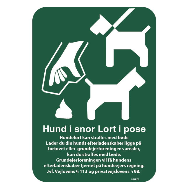 Privat område hund i snor. Skilt