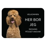 Her bor jeg skilt hund Pudel