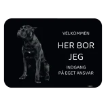 Her bor jeg skilt hund Cane corso